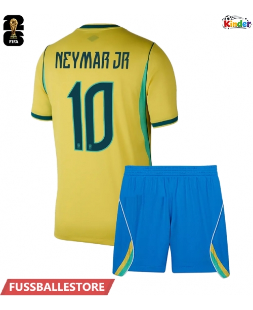 Günstige Brasilien Neymar Jr #10 Heimtrikotsatz Kinder WM 2026 Kurzarm (+ Kurze Hosen)